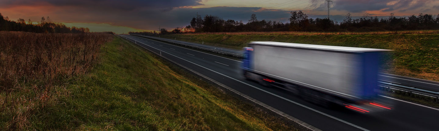 Truck driving on highway in Sweden.