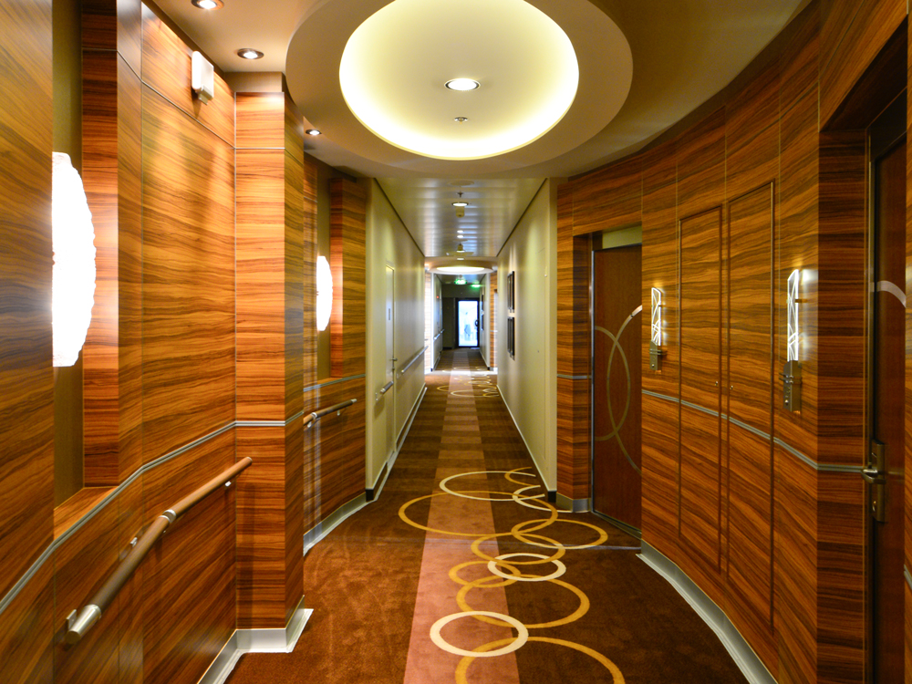 Corridor in cruise ship.