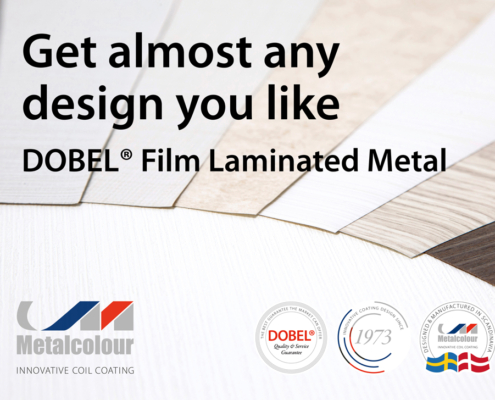 Promo image for freedom in design with DOBEL Film Laminated Metal.