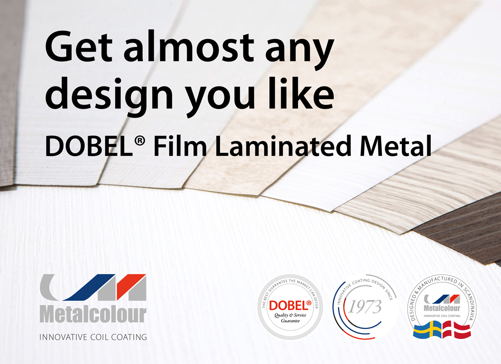 Promo image for freedom in design with DOBEL Film Laminated Metal.