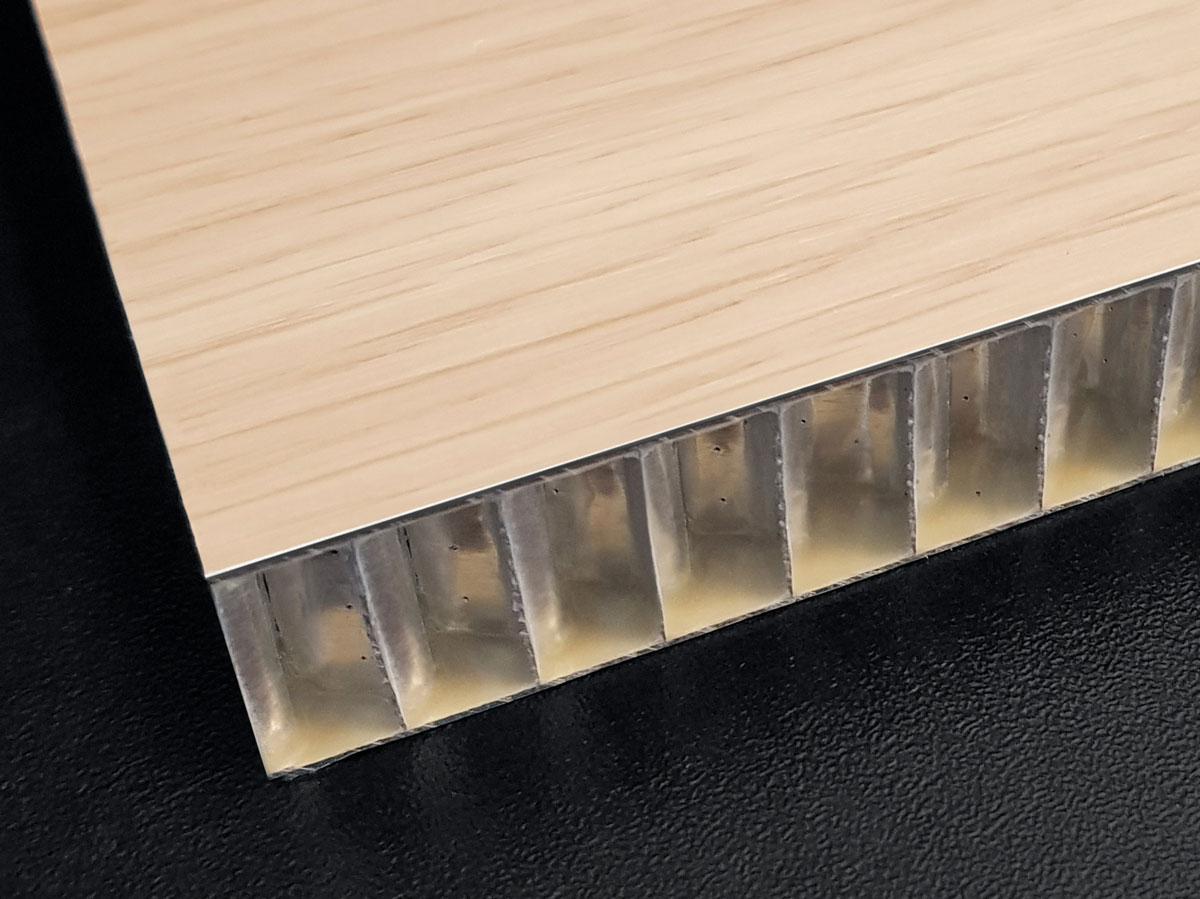 Honey comb panel with Dobel film laminated aluminium as top layer
