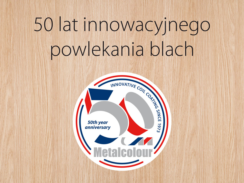 Dobel design wit message in Polish and 50 years anniversary logo