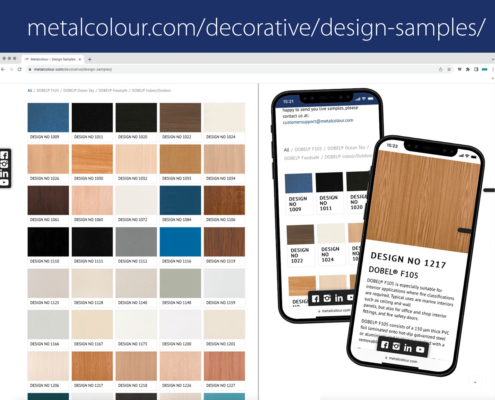 Image of Meatlcolours design samples web page.